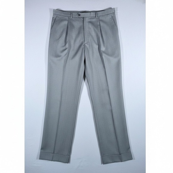 Lauren Ralph Lauren Other - Lauren Ralph Lauren Men's 44x32 Gray Herringbone Pleated Cuffed Dress Pants